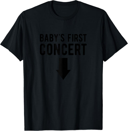 Baby's First Concert Mom To Be Funny Baby Shower Pregnancy T-Shirt - T-Shirt | Black