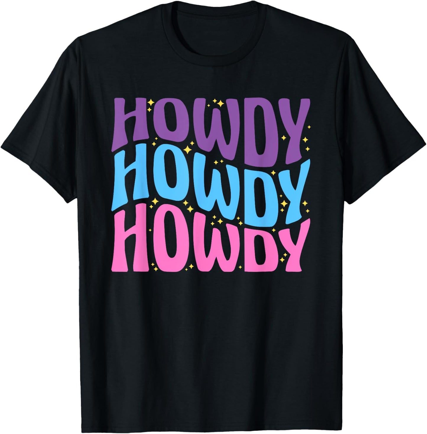 Howdy Cute Farming lettering Cowboy Girl T-Shirt - T-Shirt | Black