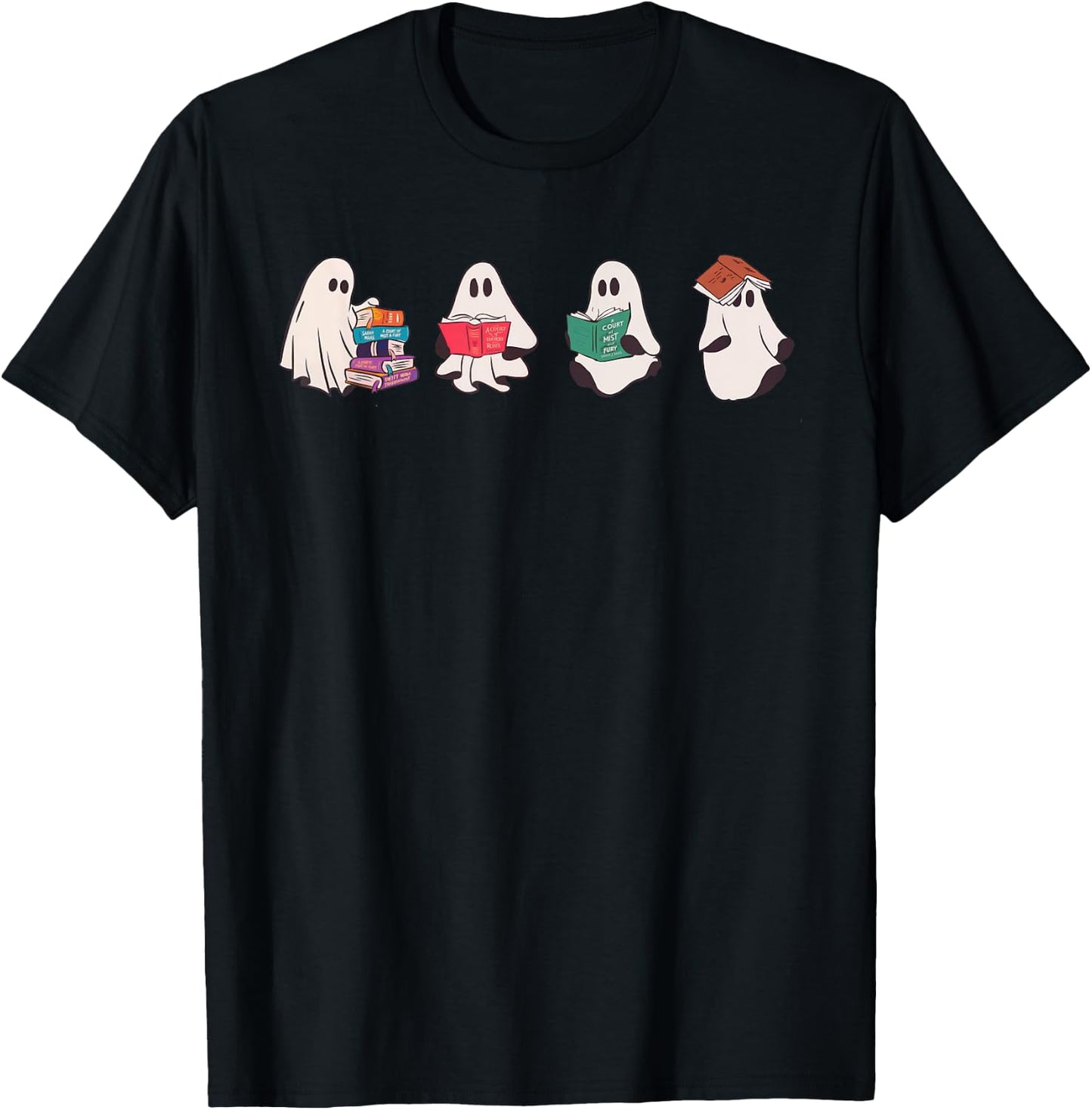 Ghost Bookish SJM Book Reader Halloween Boo Cute Retro T-Shirt - T-Shirt | Black