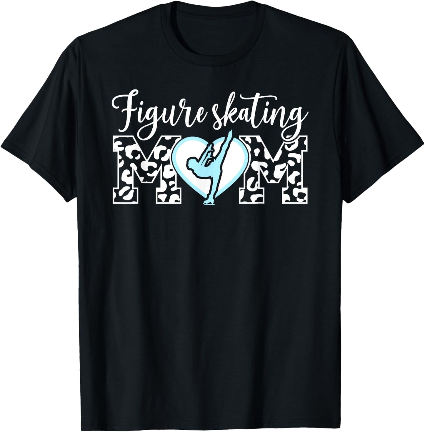 Figure Skating Mom Heart Mom Of A Figure Skater Mother T-Shirt - T-Shirt | Black