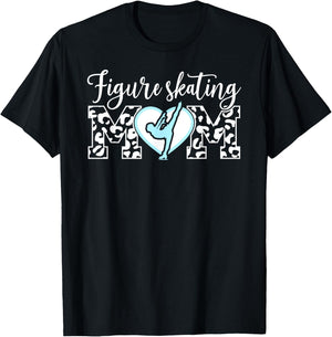 Figure Skating Mom Heart Mom Of A Figure Skater Mother T-Shirt - T-Shirt | Black