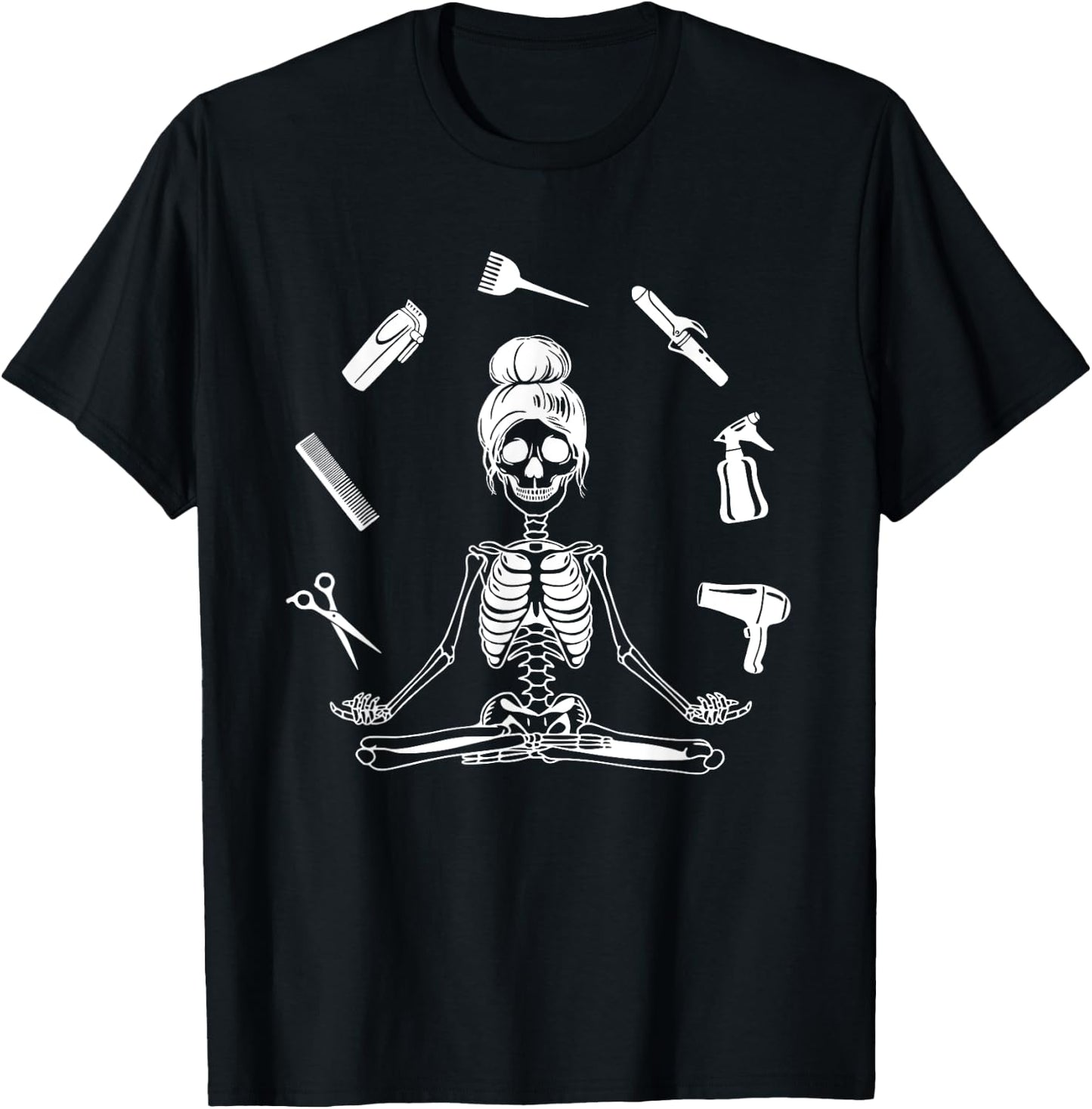 Hair Stylist Skeleton Hairdresser Hairstylist T-Shirt - T-Shirt | Black