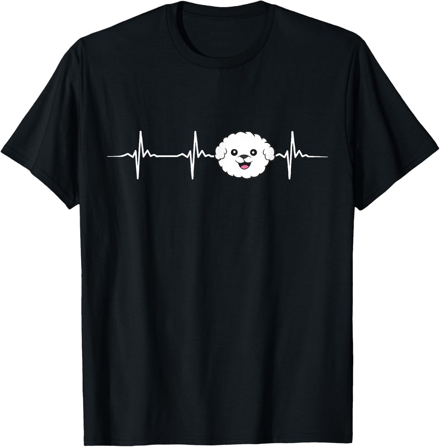 Bichon Frise Dog Heartbeat Cute Bichon Frise T-Shirt - T-Shirt | Black