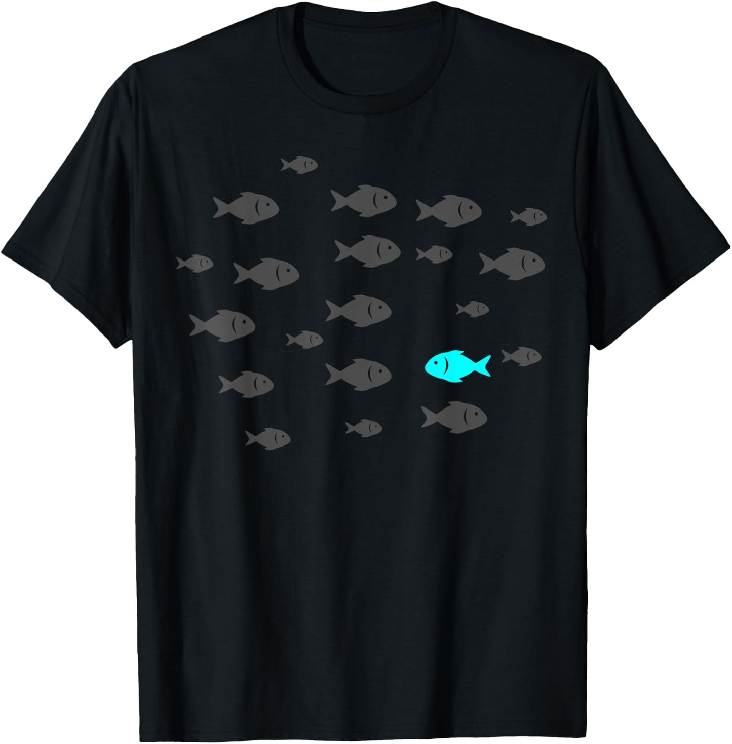 Fish Swim Against The Current In The Sea - Think Differently T-Shirt - T-Shirt | Black