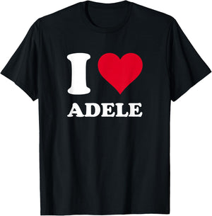 Red Heart I Love Adele T-Shirt - T-Shirt | Black