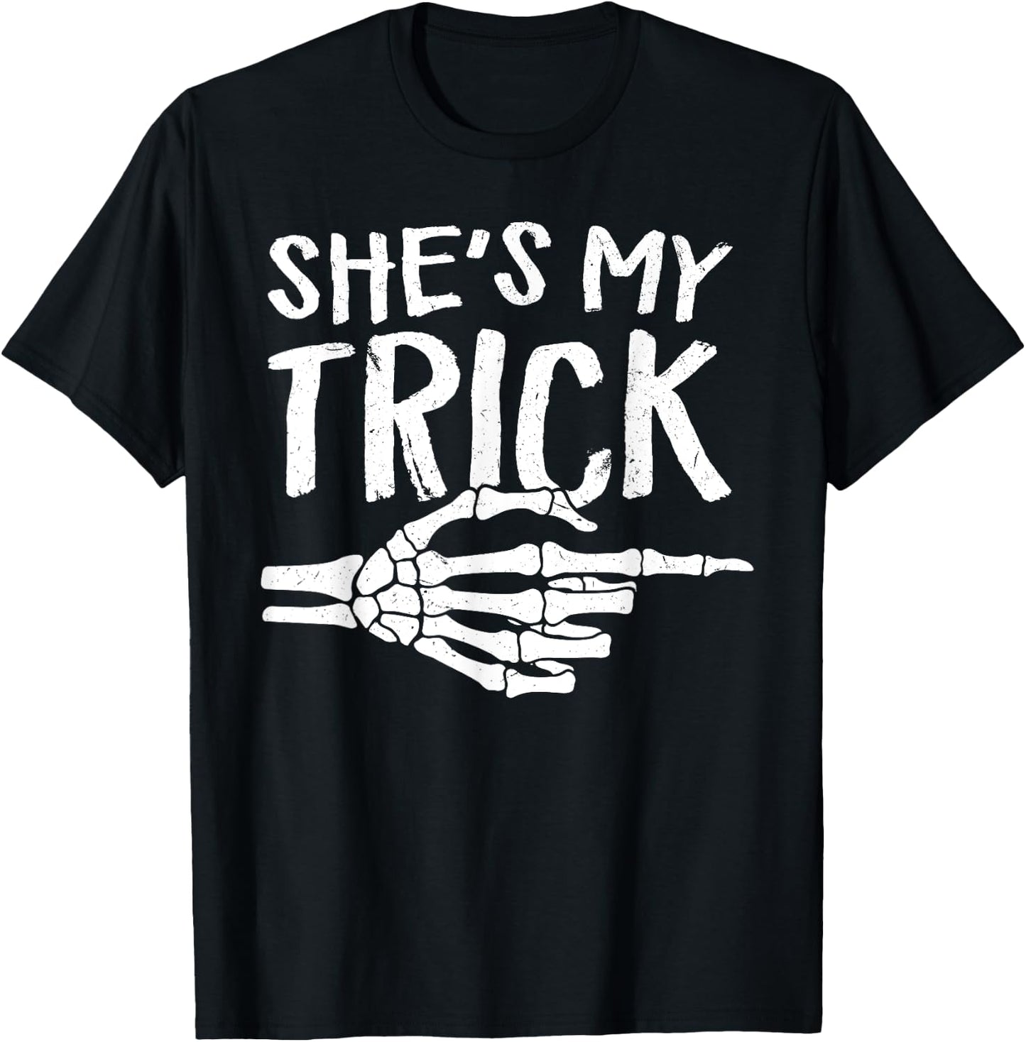 She's My Trick Matching Couple Halloween Costume Boyfriend T-Shirt - T-Shirt | Black