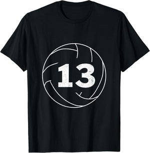 Volleyball Player Jersey Number 13 Thirteen Graphic T-Shirt - T-Shirt | Black