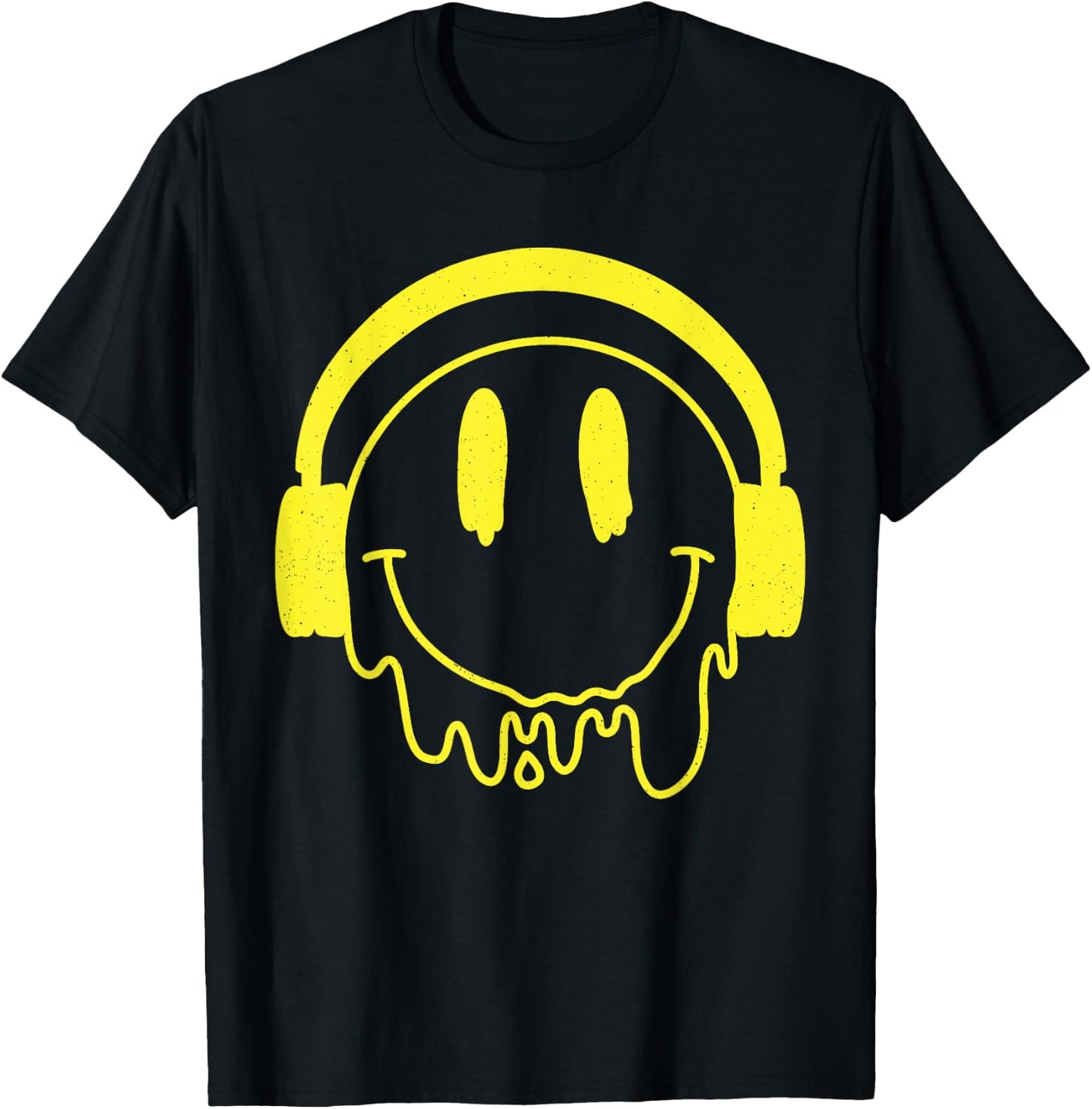 Melting Yellow Smile Funny Smiling Melted Dripping Face Cute T-Shirt - T-Shirt | Black