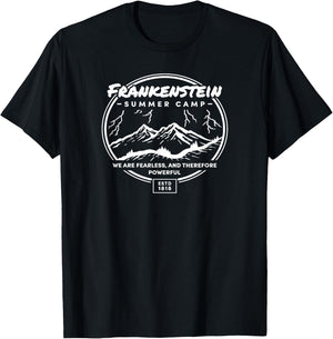 Frankenstein Summer Camp Mountain Literary Book Design T-Shirt - T-Shirt | Black