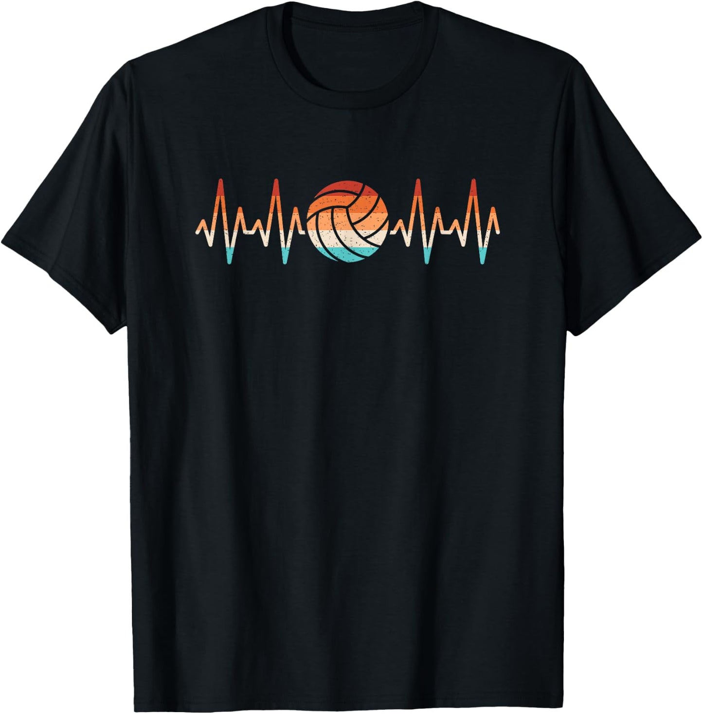 Vintage Volleyball Heartbeat Retro Volleyball Player Men T-Shirt - T-Shirt | Black