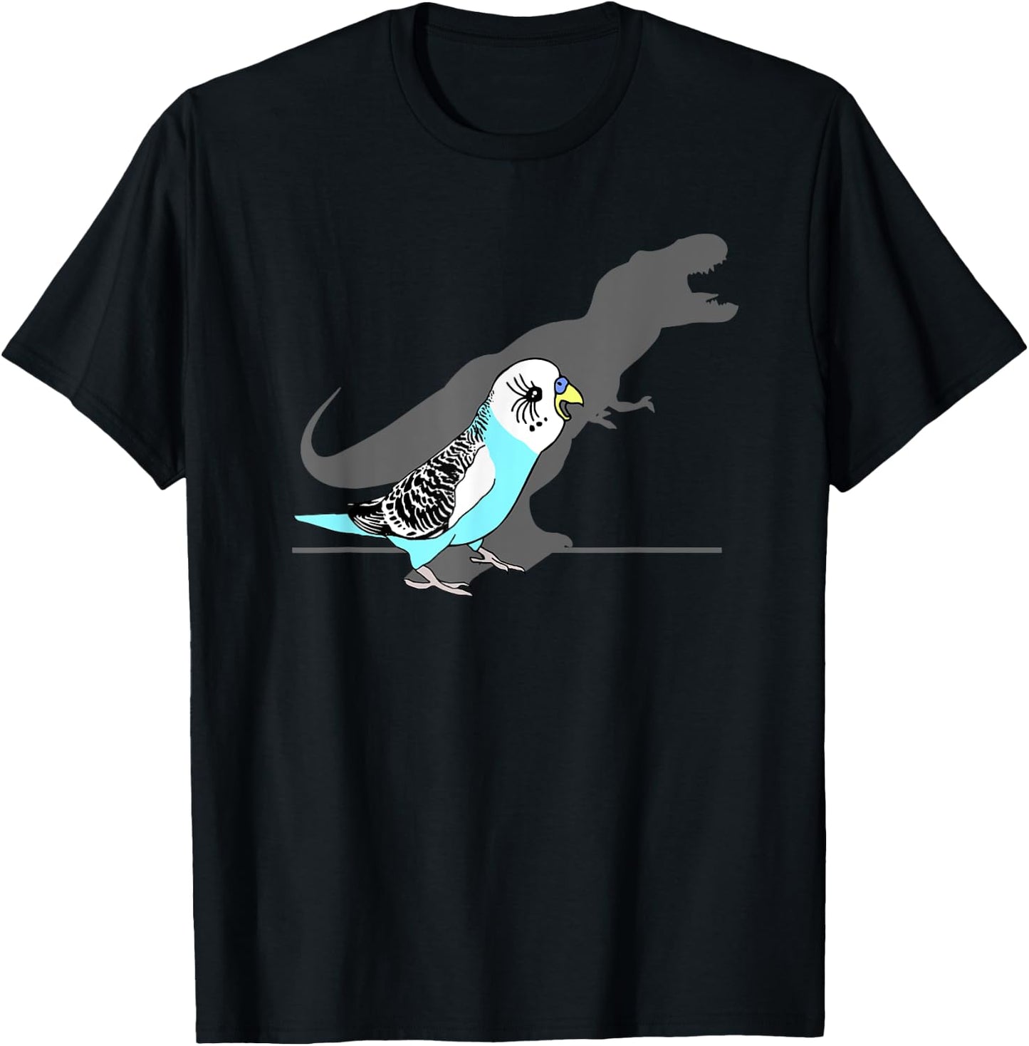 T-rex Blue Budgie Funny Parakeet dinosaur shadow budgerigar T-Shirt - T-Shirt | Black