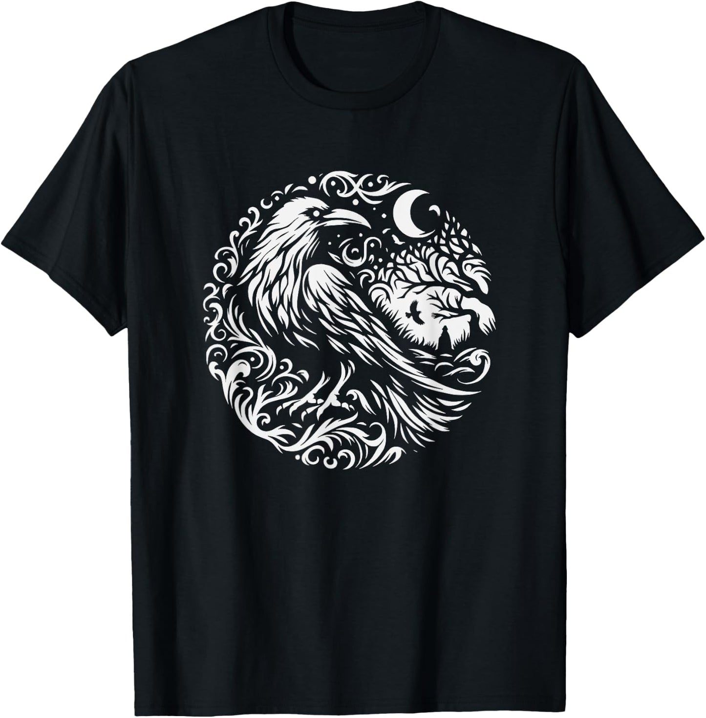 Raven Graphic Art Crow Design And Men T-Shirt - T-Shirt | Black
