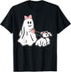 Funny Ghost Walking Dog Spooky Season Halloween Coquette T-Shirt - T-Shirt | Black
