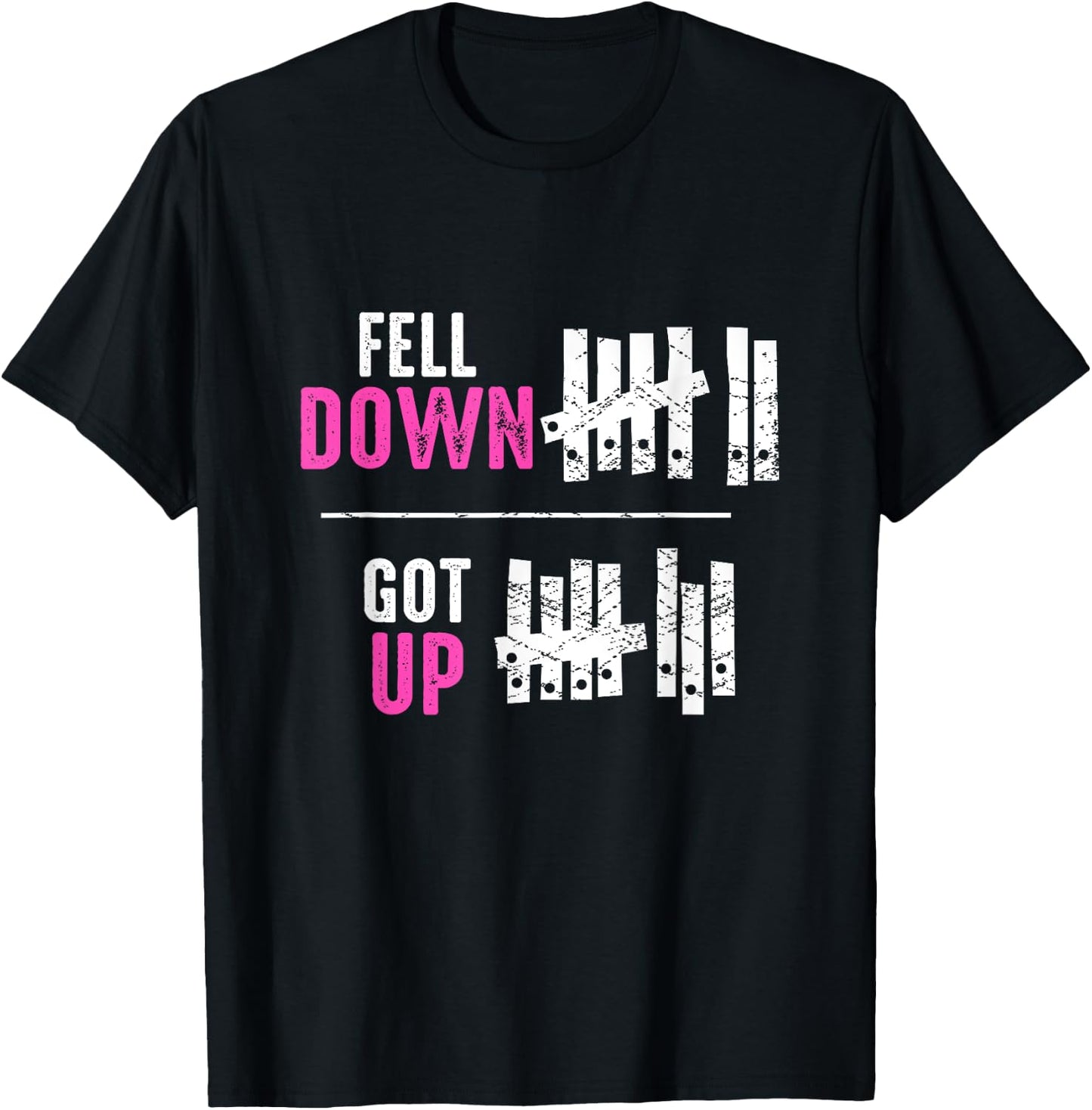 Fell Down Got Up Motivational Funny Positive Women T-Shirt - T-Shirt | Black