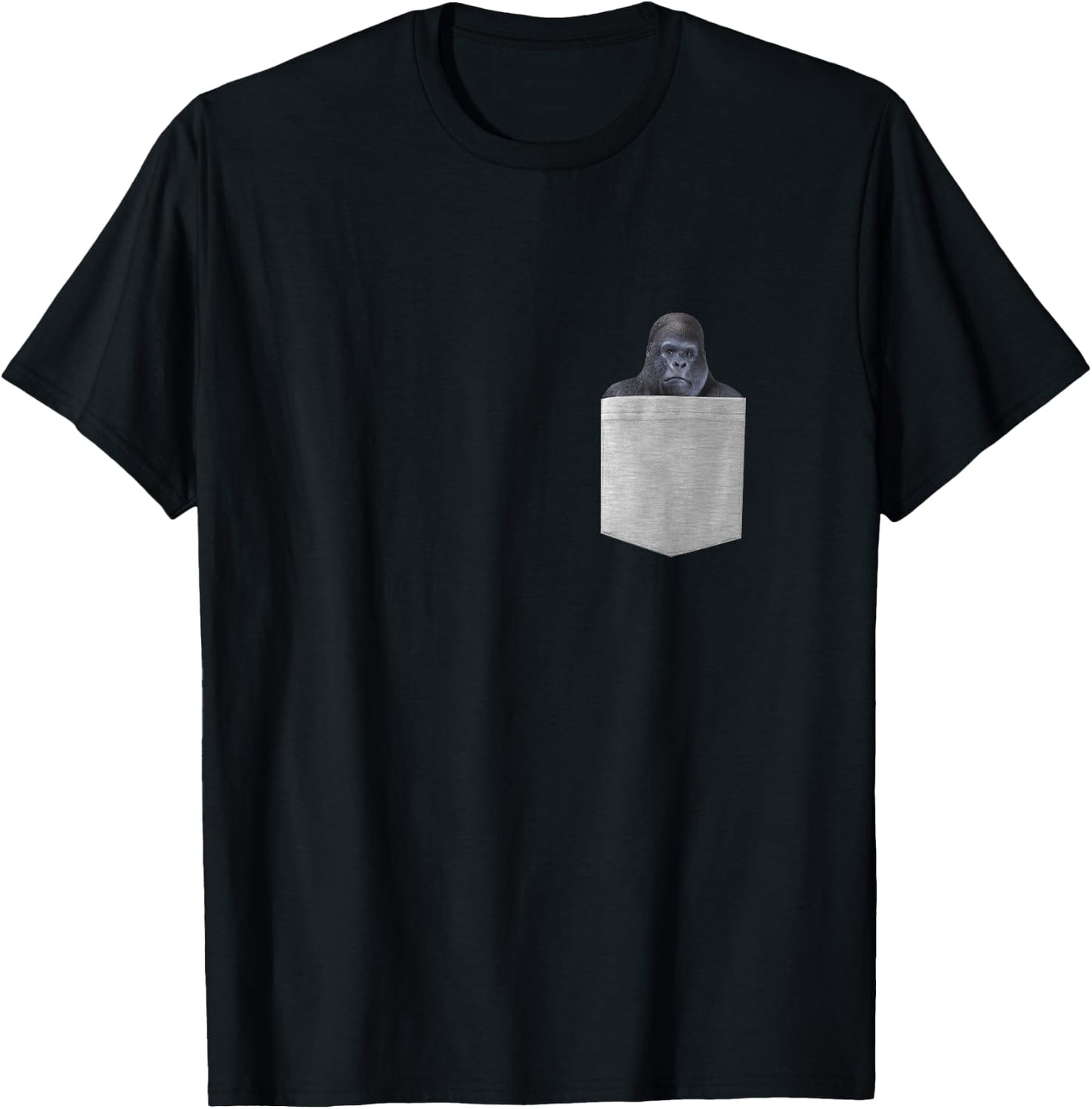 Gorilla In Your Pocket Funny Peeking Ape Monkey Wildlife T-Shirt - T-Shirt | Black