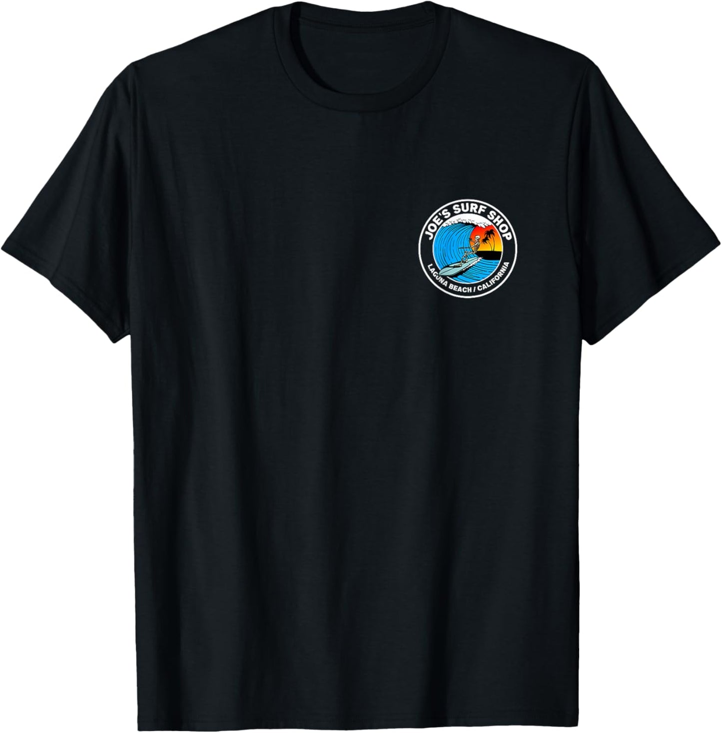 Joe's Surf Skeleton Surfing Logo Graphic T-Shirt - T-Shirt | Black