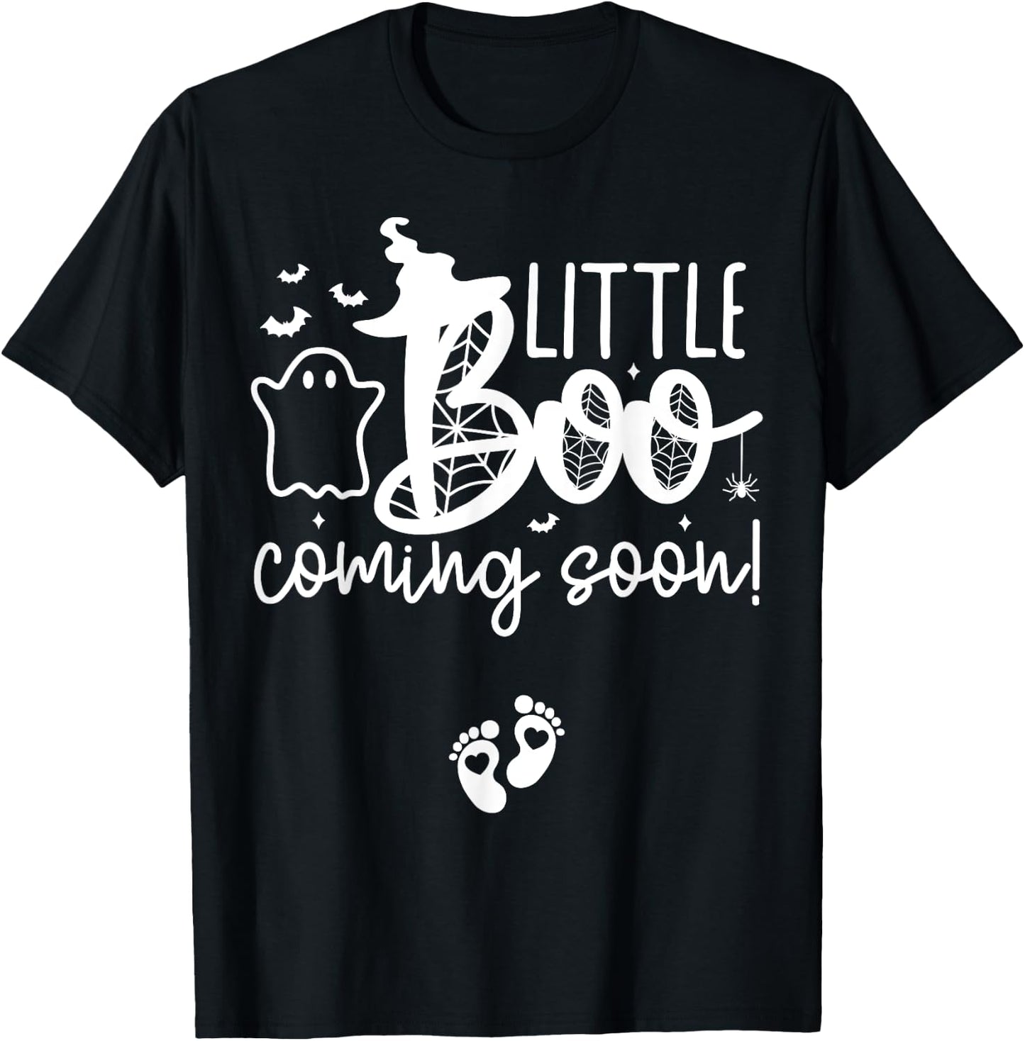Halloween Pregnancy Announcement Little Boo Coming Soon T-Shirt - T-Shirt | Black