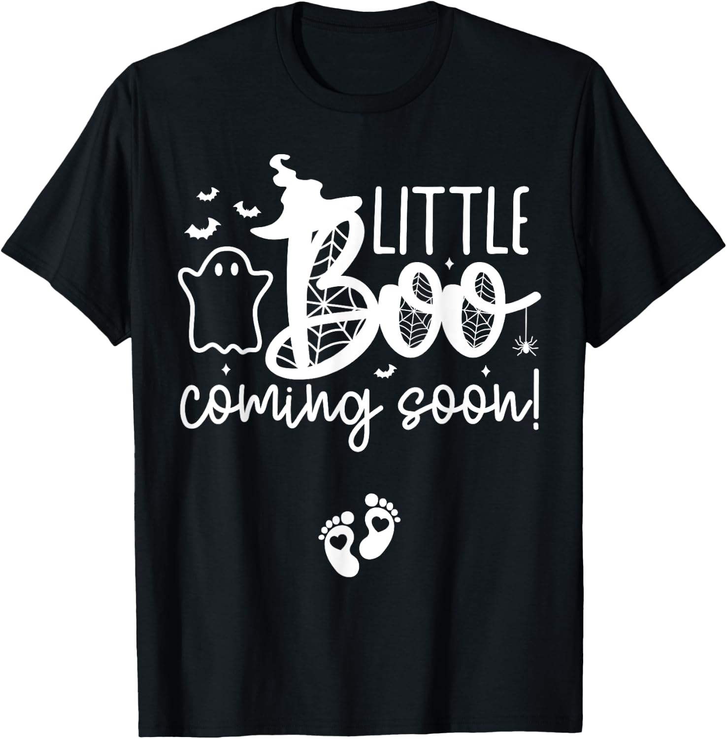 Halloween Pregnancy Announcement Little Boo Coming Soon T-Shirt - T-Shirt | Black