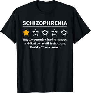 Schizophrenia One Star Rating Funny Schizophrenia Awareness T-Shirt - T-Shirt | Black