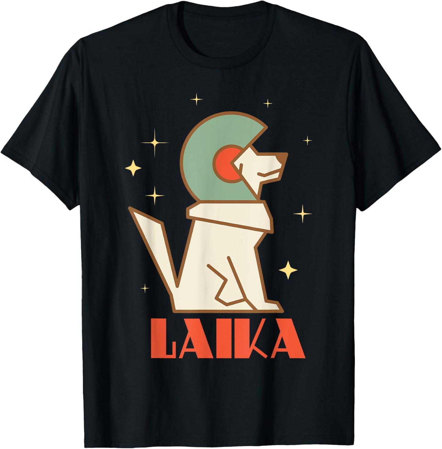 Laika Sputnik Space Dog Space Travel USSR Men Women T-Shirt - T-Shirt | Black