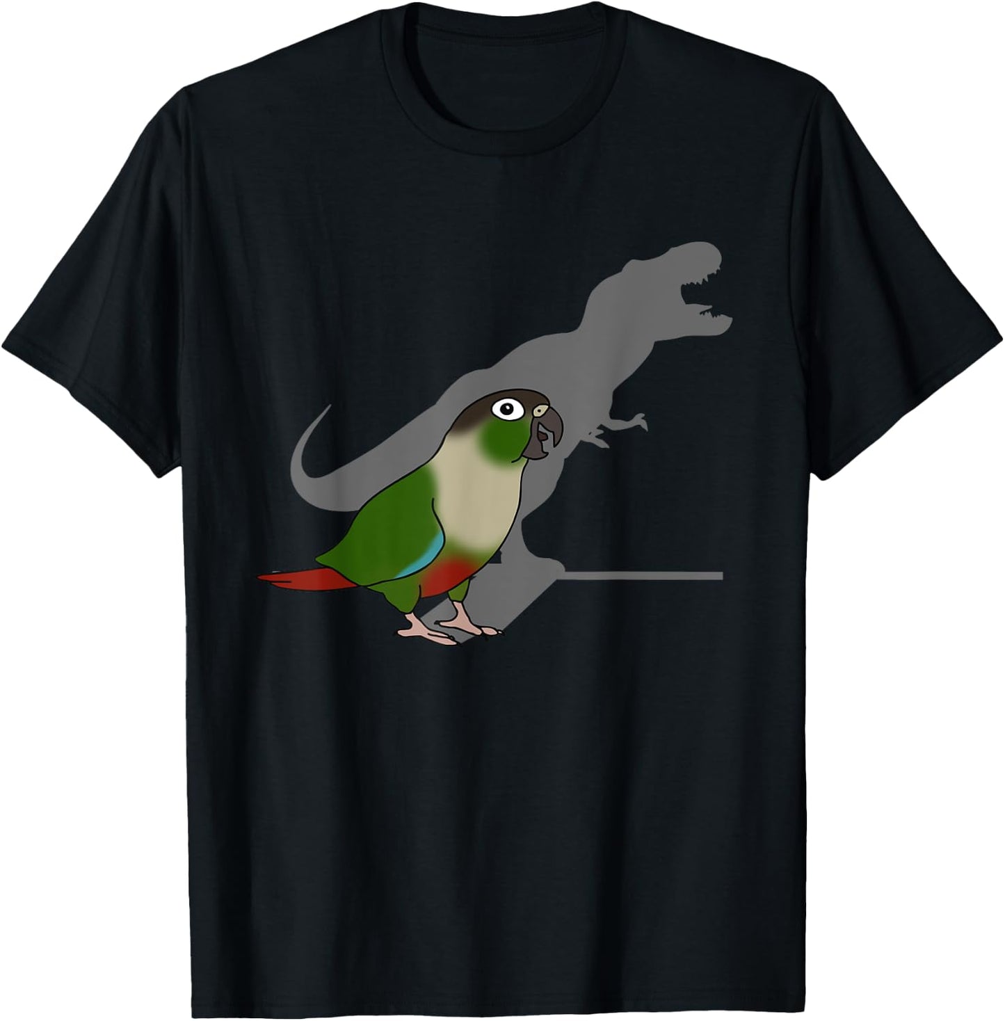 Screaming Parrot Birb Memes Funny T-Rex Green Cheeked Conure T-Shirt - T-Shirt | Black
