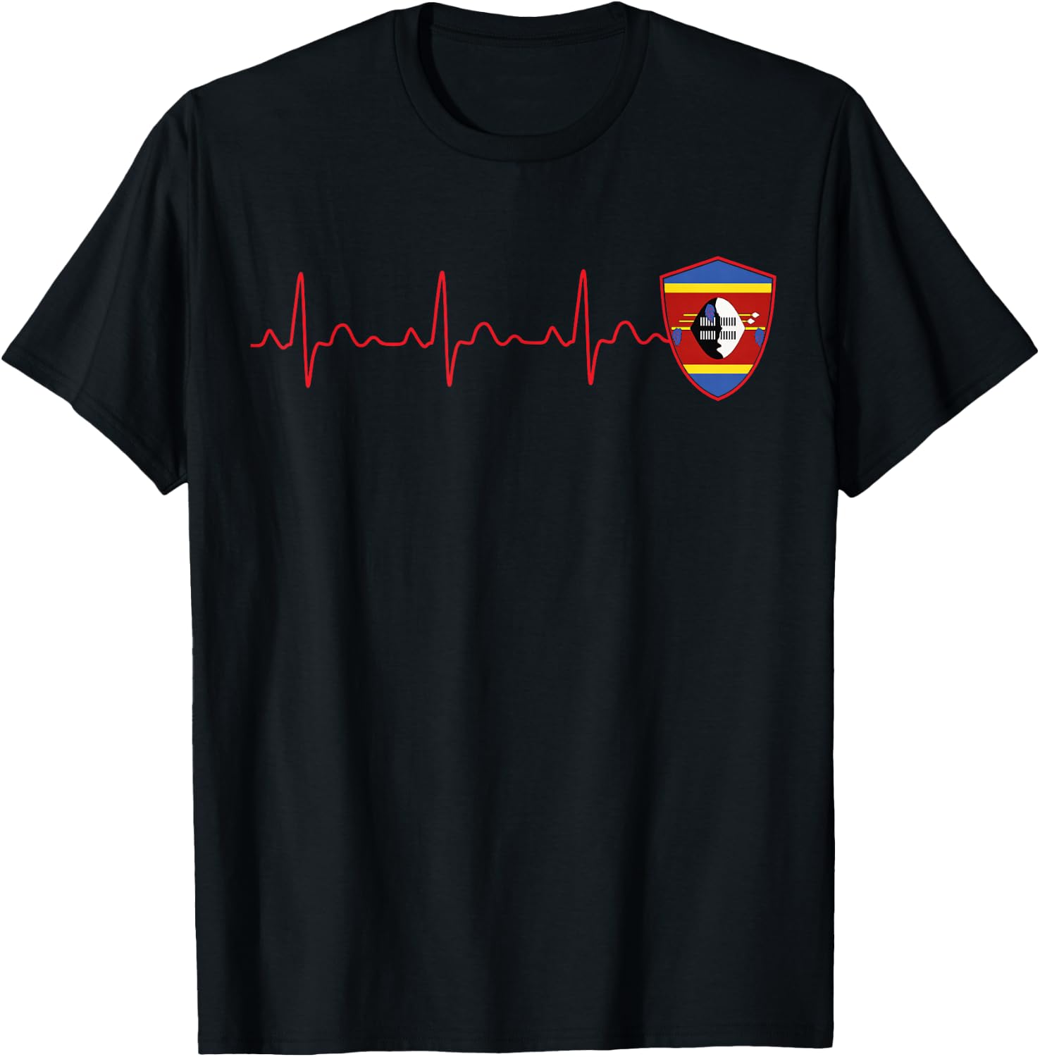 ESWATINI Flag Heartbeat EKG Patriotic National T-Shirt - T-Shirt | Black