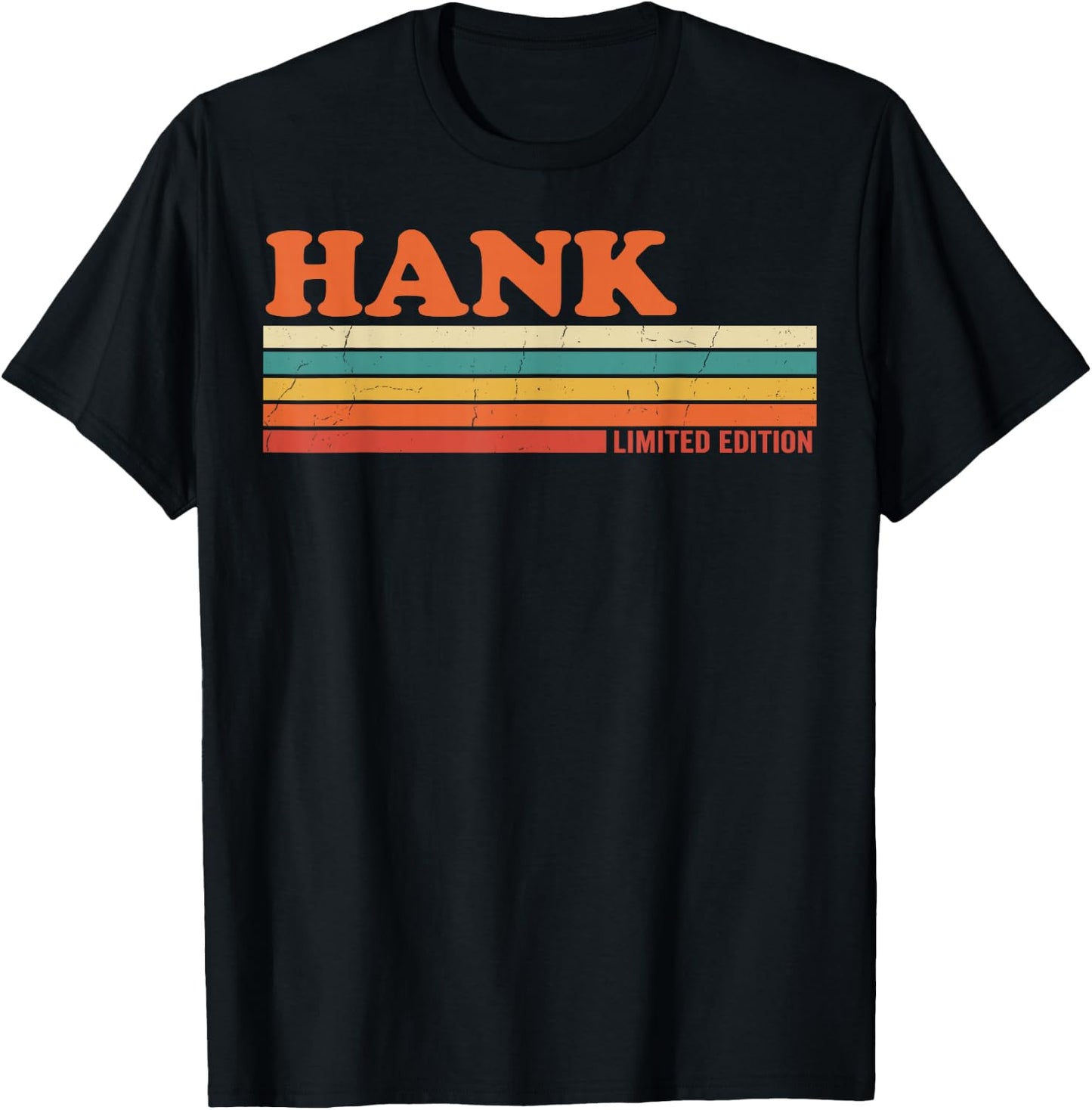 Hank Retro Personalized First Name Vintage Stripes T-Shirt - T-Shirt | Black