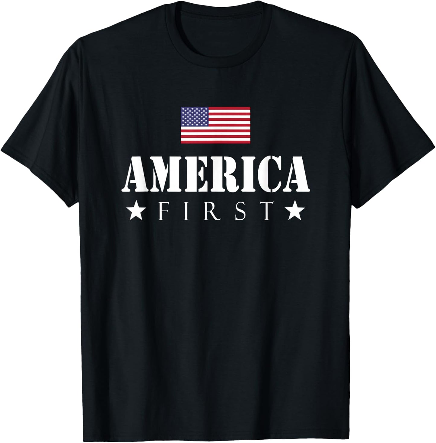 America First AmericaFirst USA Flag American Pride July 4th T-Shirt - T-Shirt | Black