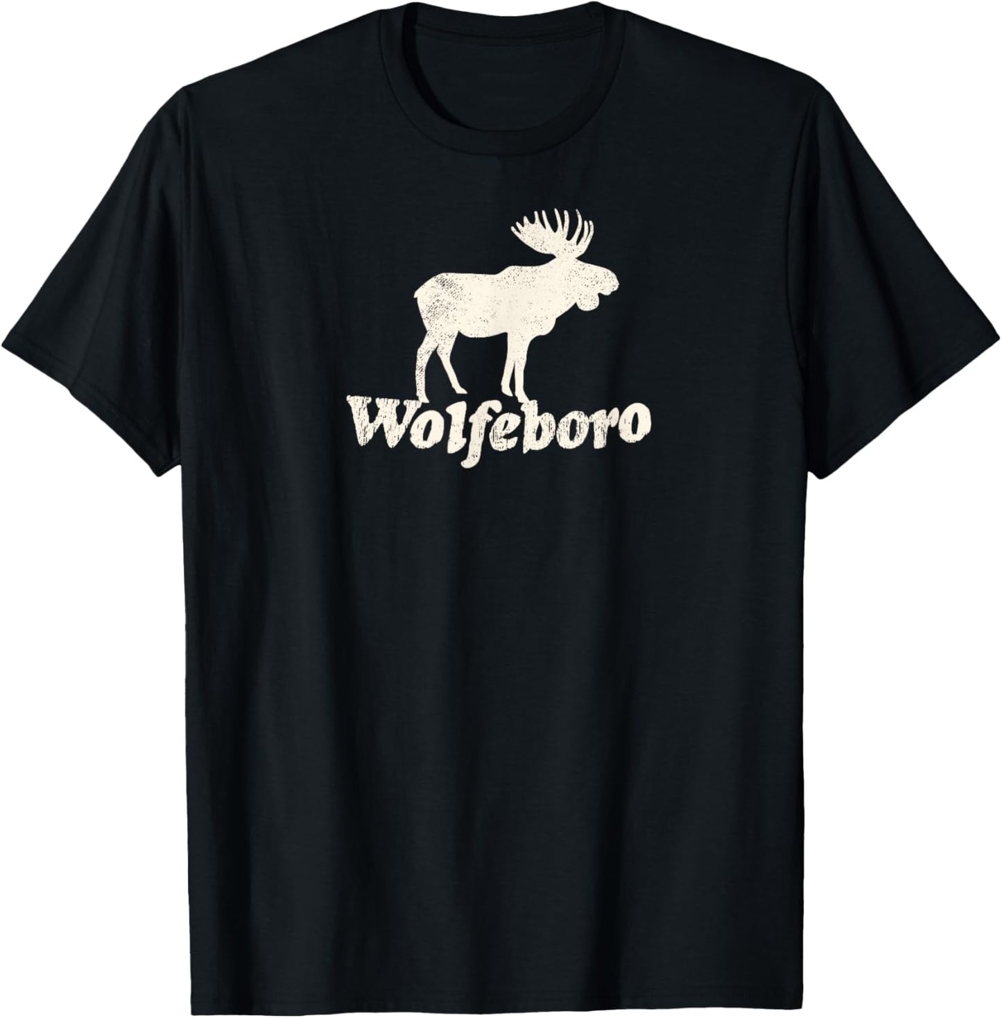 Wolfeboro, NH Vacation Moose T-Shirt - T-Shirt | Black