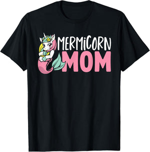 Unicorn Mermaid Adult Mermicorn Mom Women Mermicorn T-Shirt - T-Shirt | Black