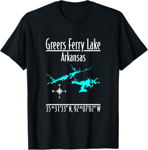 Modern Greers Ferry Lake - Arkansas T-Shirt - T-Shirt | Black