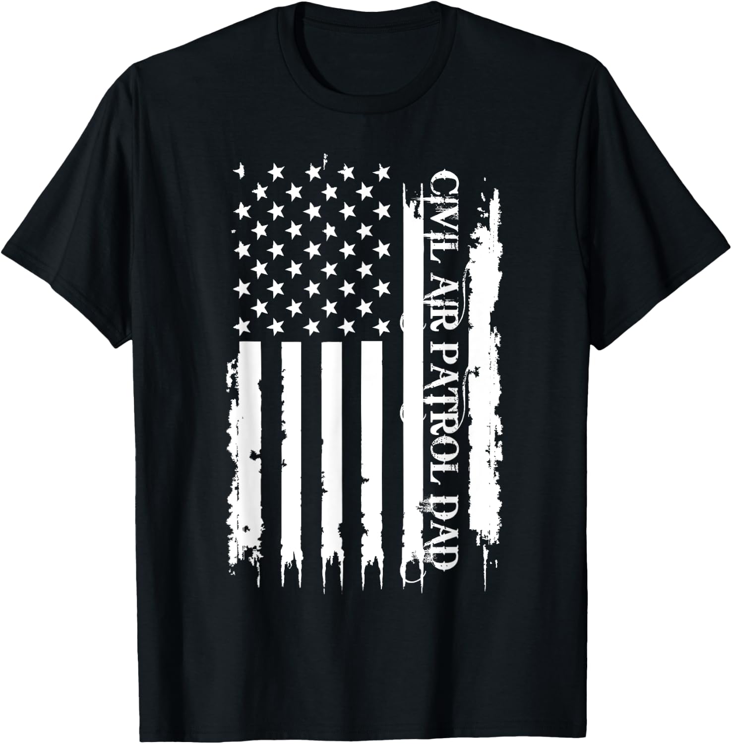 Civil Air Patrol Dad United States Distressed w US Flag T-Shirt - T-Shirt | Black