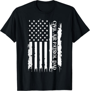 Civil Air Patrol Dad United States Distressed w US Flag T-Shirt - T-Shirt | Black
