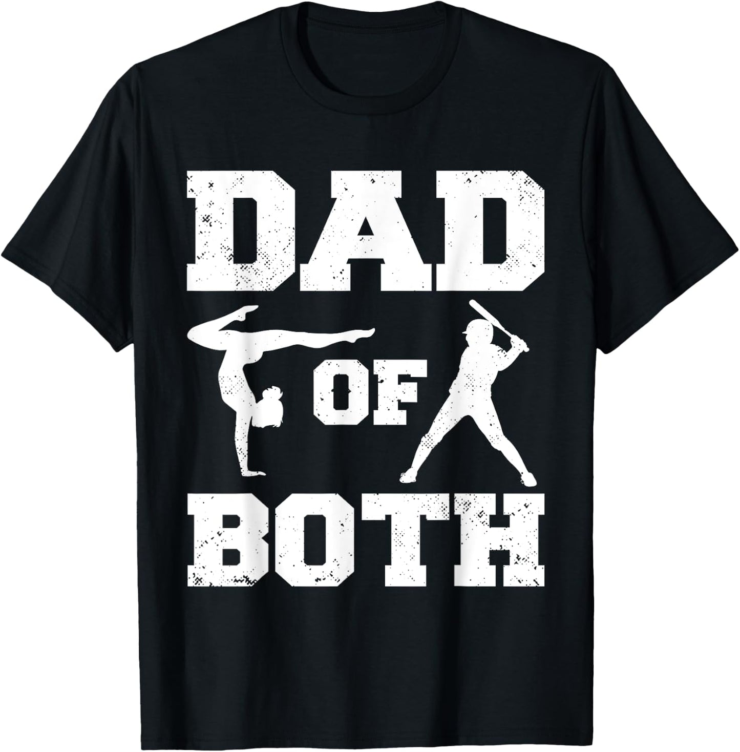 Dad Of Both Funny Gymnastics Baseball Dad T-Shirt - T-Shirt | Black