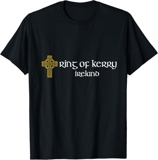 Ring of Kerry Celtic Cross Ireland Gaelic & Hurling T-Shirt - T-Shirt | Black
