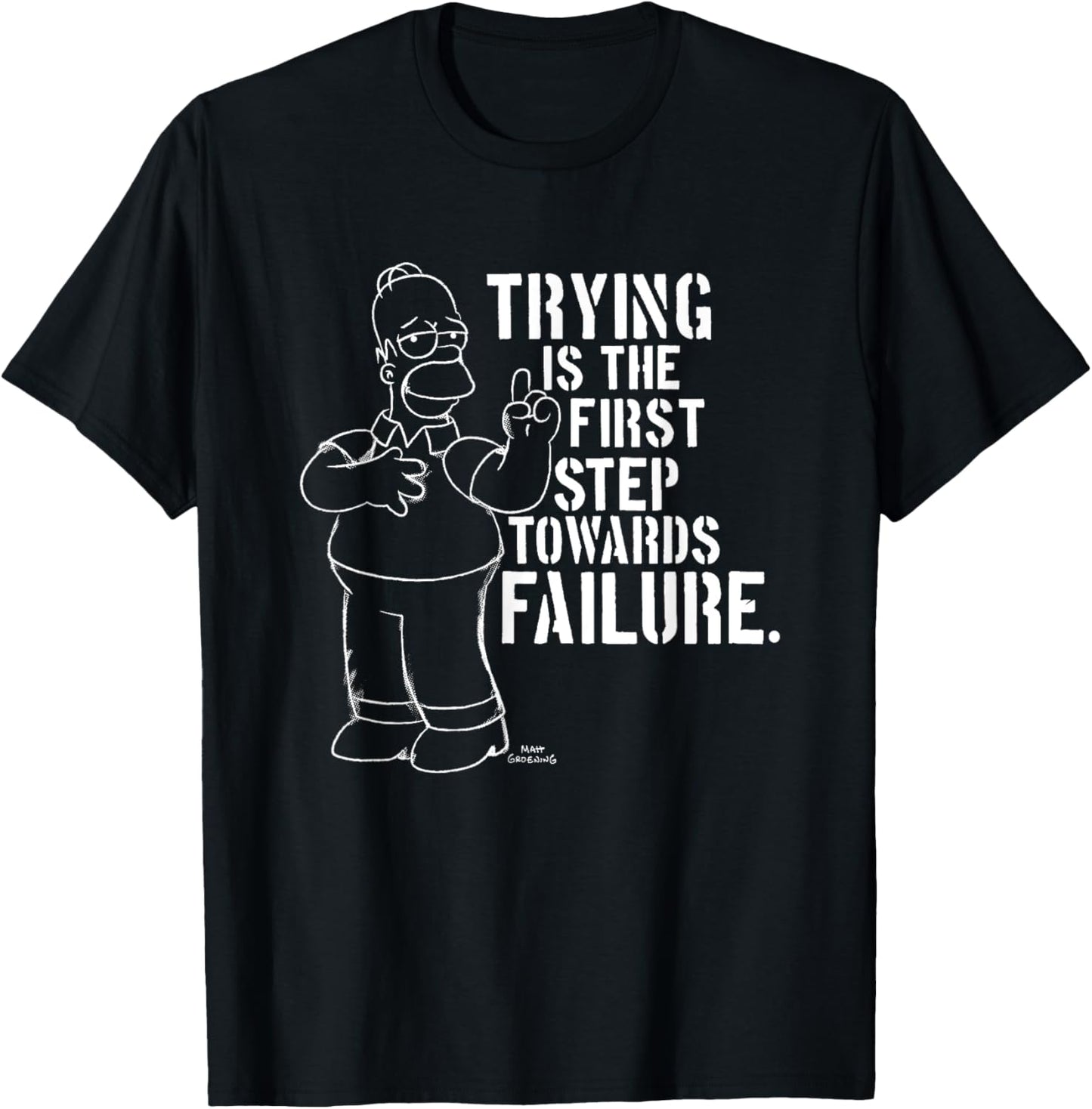 The Simpsons Homer Quote Trying Is The First Step Chest Logo T-Shirt - T-Shirt | Black