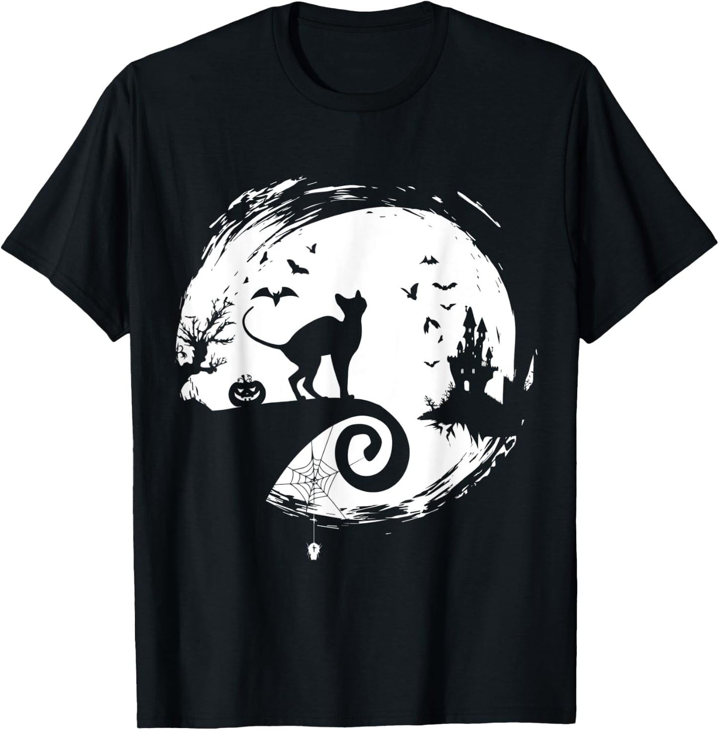 Sphynx Cat Halloween Costume Moon Silhouette Creepy T-Shirt - T-Shirt | Black