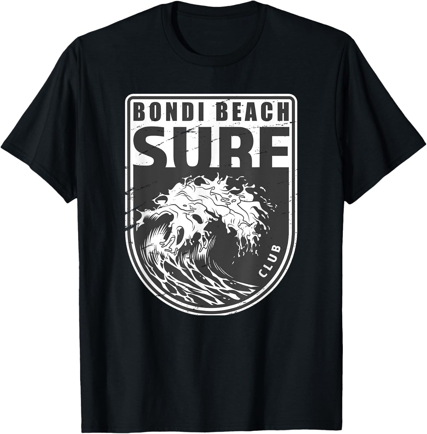 Bondi Beach Sydney Australia Surf Club Emblem T-Shirt - T-Shirt | Black