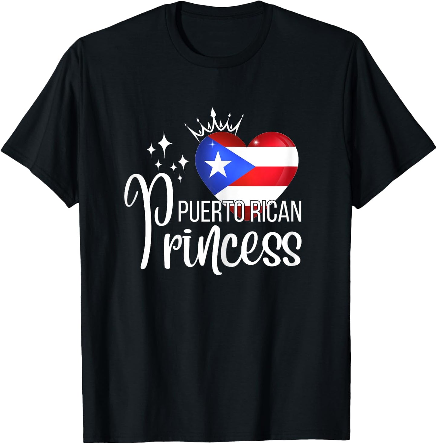 Boricua Flag Co Puerto Rican Princess , Female X-Small, Black T-Shirt - T-Shirt | Black