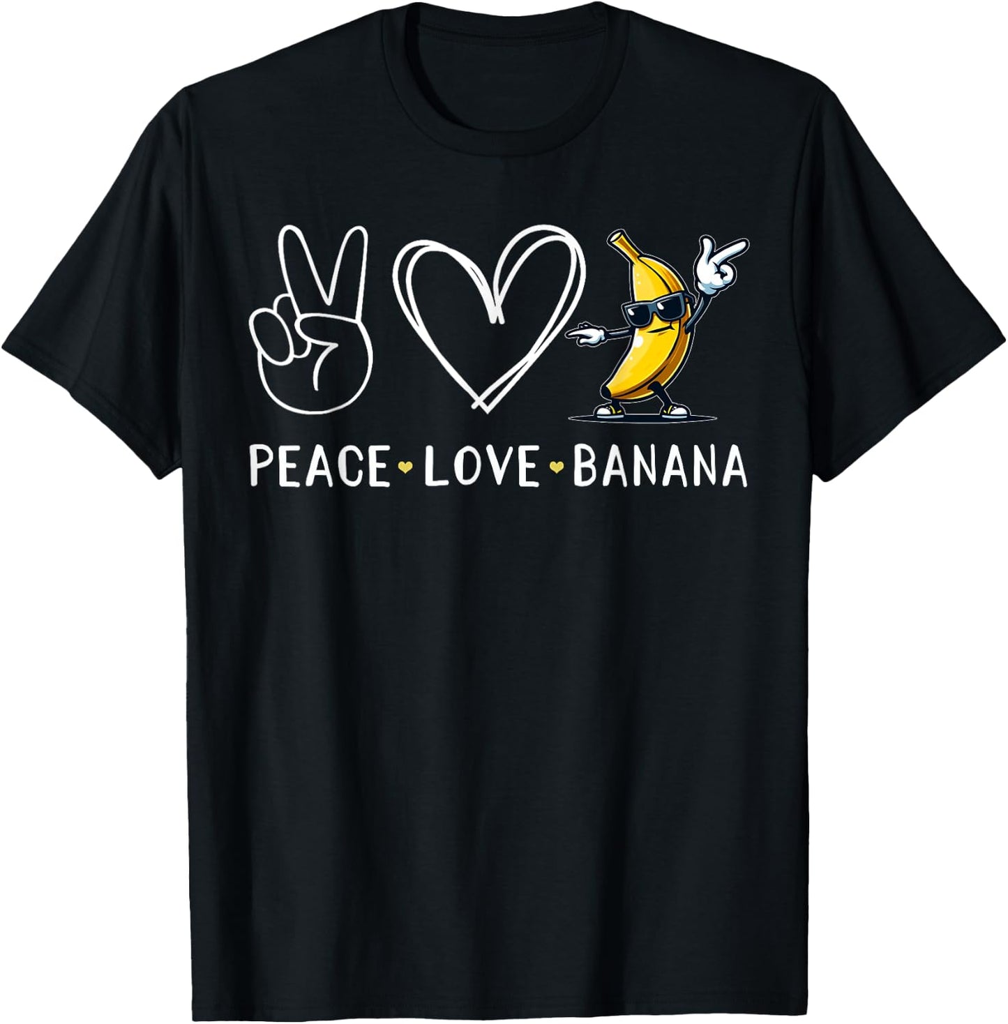 Funny Love Bananas Shirt Cute Banana Gifts Peace Love Banana T-Shirt - T-Shirt | Black