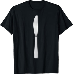 Funny Halloween Party Table Knife Costume Couple Matching T-Shirt - T-Shirt | Black