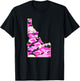 Camo pink IDAHO State Map - Camouflaged map of Idaho ID T-Shirt - T-Shirt | Black