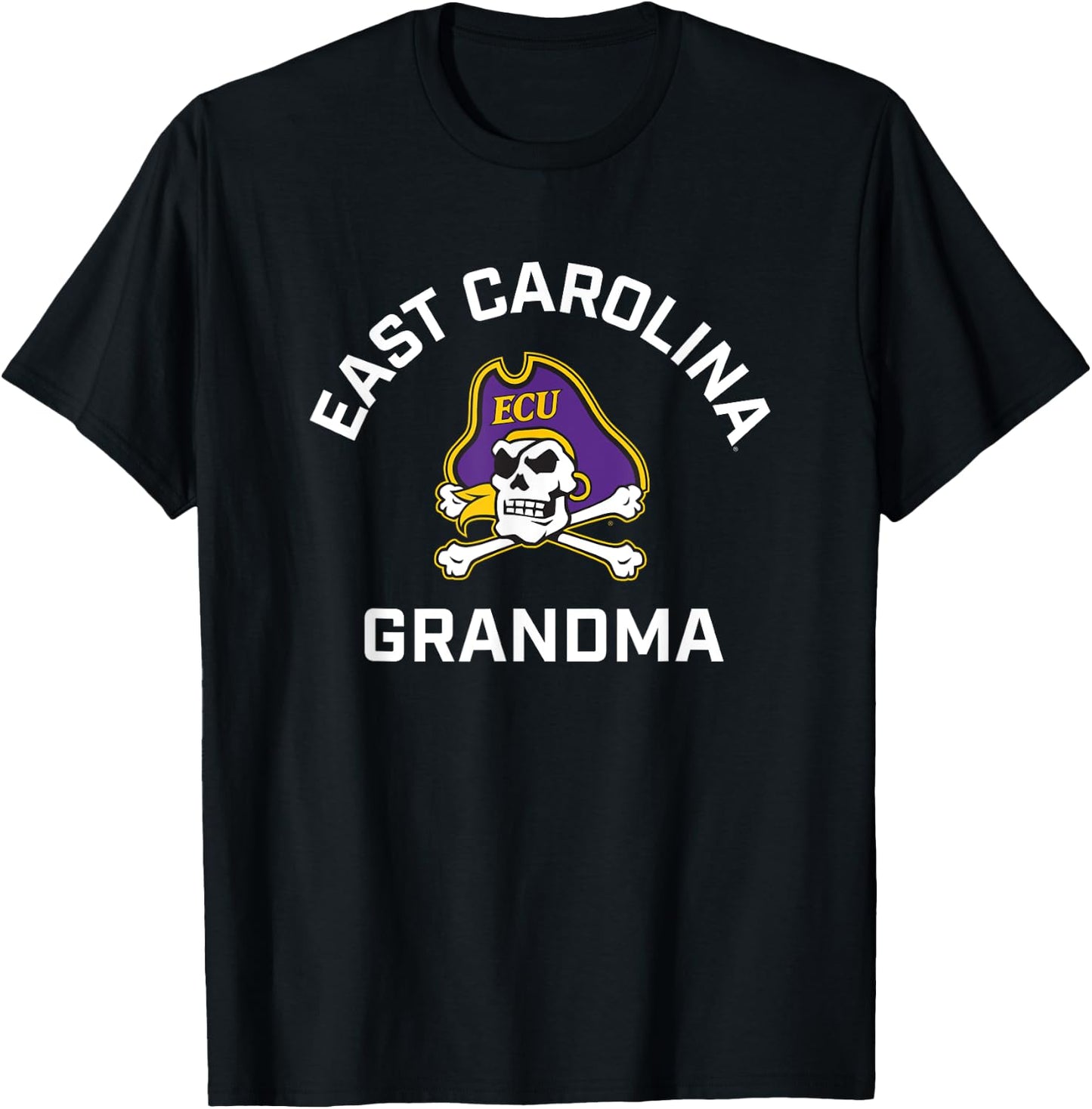 East Carolina University ECU Pirates Arched Grandma T-Shirt - T-Shirt | Black