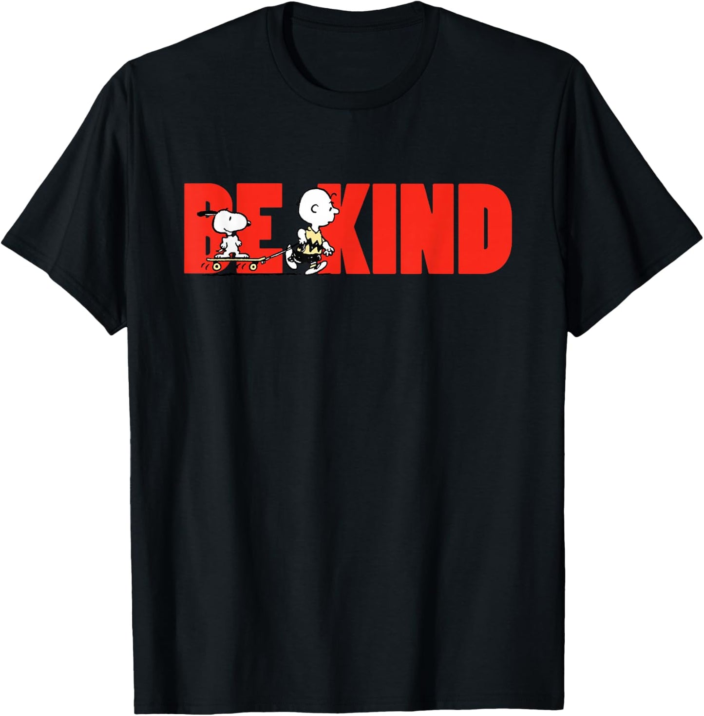 Peanuts Snoopy Charlie Brown Skateboard Be Kind T-Shirt - T-Shirt | Black