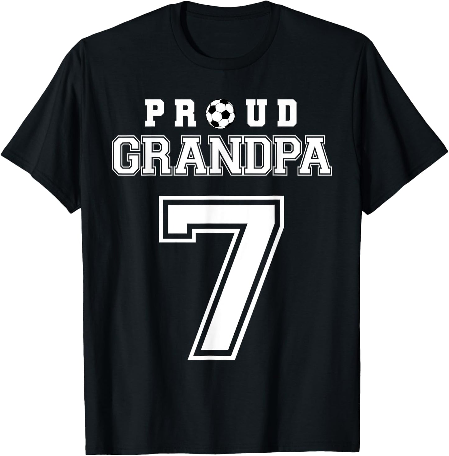 Number 7 Custom Proud Soccer Futbol Grandpa Personalized T-Shirt - T-Shirt | Black