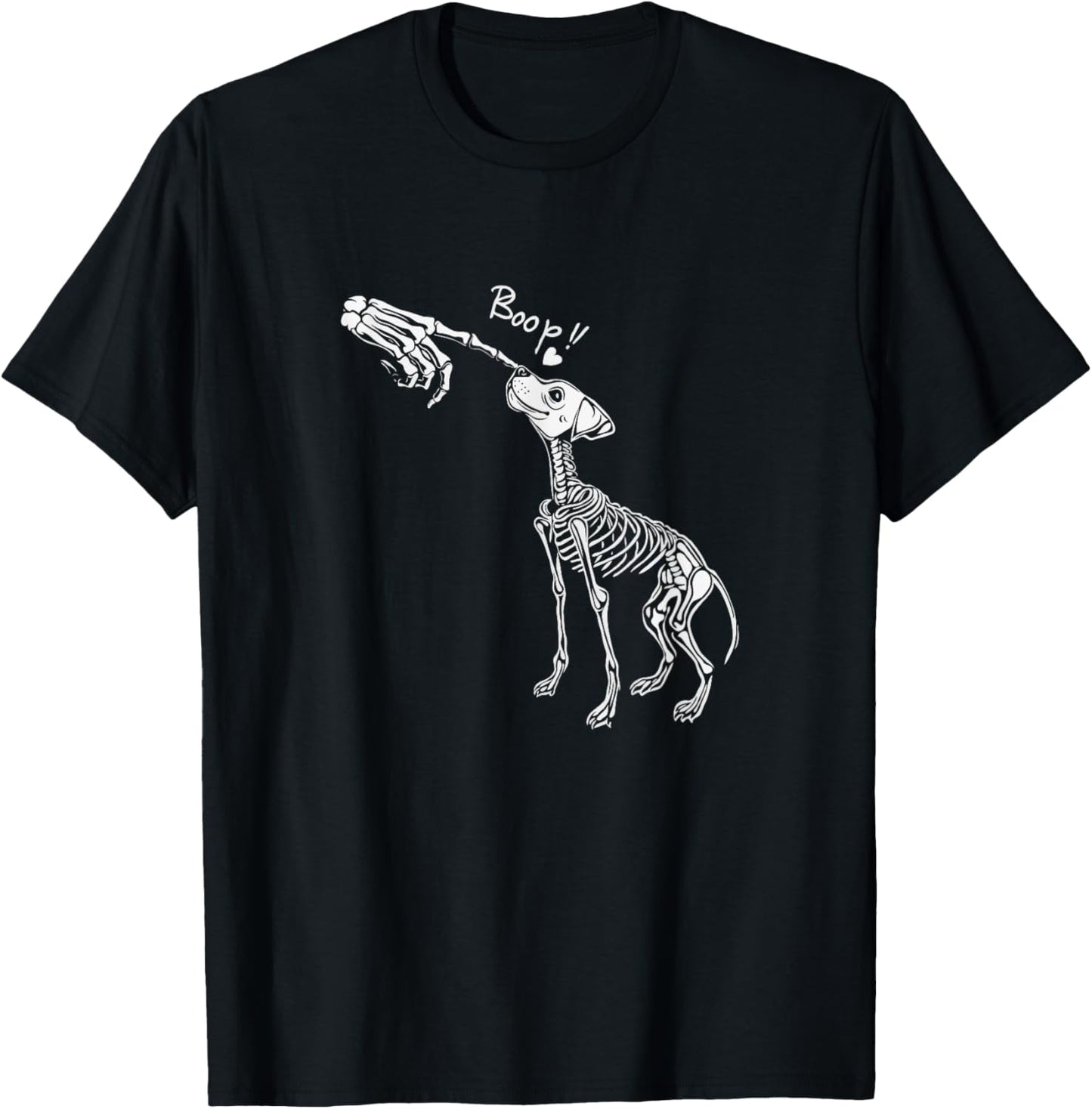 Funny Dog Skeleton Hand Boop Halloween Puppy Dog T-Shirt - T-Shirt | Black