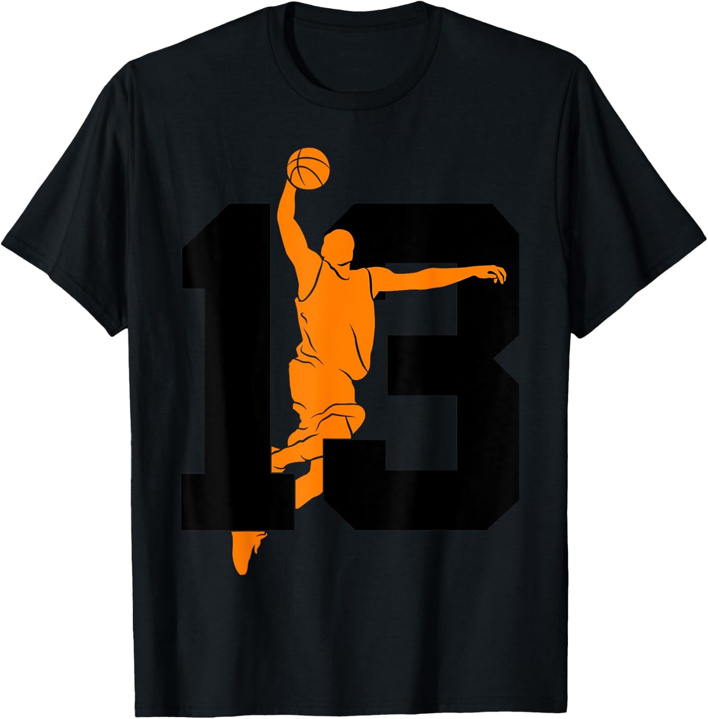 Number 13 Years Basketball 13th Birthday T-Shirt - T-Shirt | Black