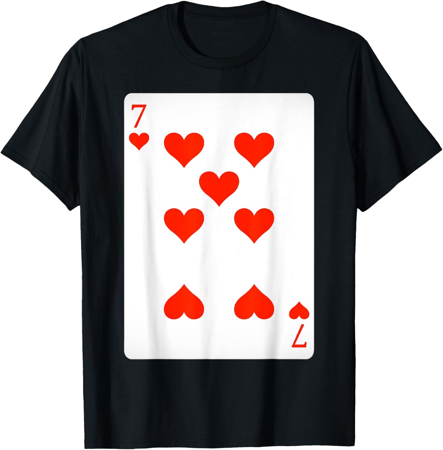 7 Seven of Hearts Playing Cards Shirt Easy Halloween Costume T-Shirt - T-Shirt | Black