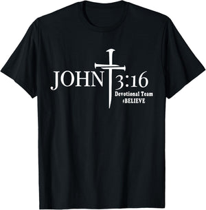 John 3 16 Devotional Team God Christian T-Shirt - T-Shirt | Black