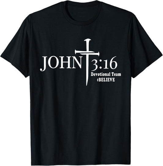 John 3 16 Devotional Team God Christian T-Shirt - T-Shirt | Black